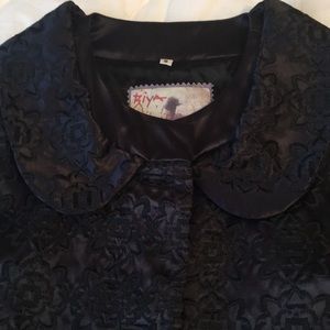 Black vintage inspired silk brocade coat.